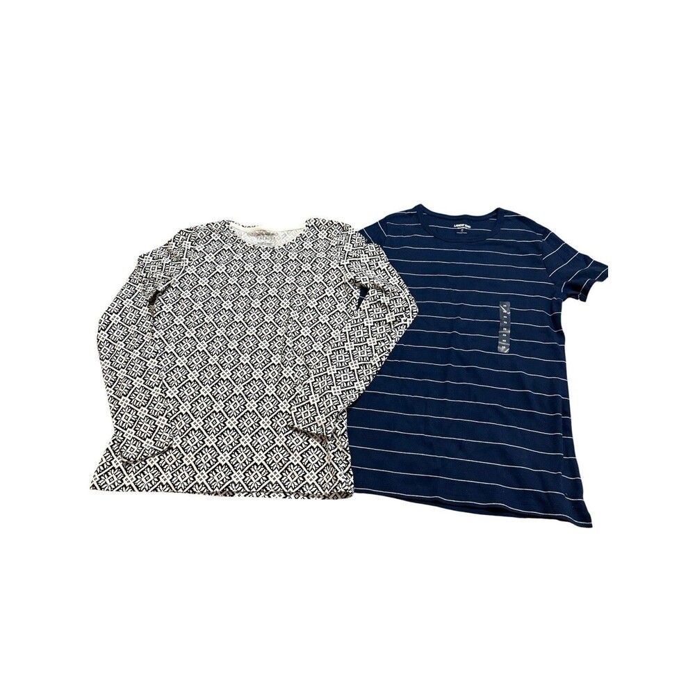 Women’s XS Top Lot Talbots Lands’ End Casual Cotton Stripe Print Bundle